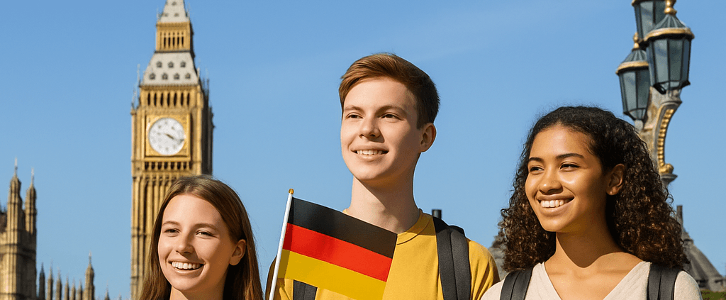 German students visiting London on a school trip